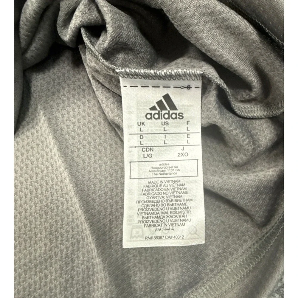 Adidas Mens Large Team Ready Hooded Long Sleeve Shirt Gray Parley NWT